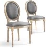 Lot De 2 Chaises De Style Médaillon Louis XVI Tissu Gris Clair 2 Lot De 2 Chaises De Style Médaillon Louis XVI Tissu Gris Clair -Magasin de meubles de restaurant chaise 20010275
