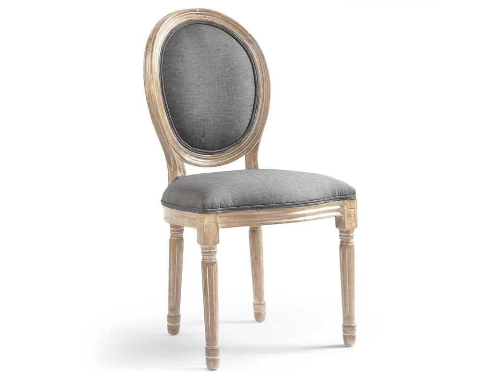 Lot De 2 Chaises De Style Médaillon Louis XVI Tissu Gris Clair 4 Lot De 2 Chaises De Style Médaillon Louis XVI Tissu Gris Clair – Image 2
