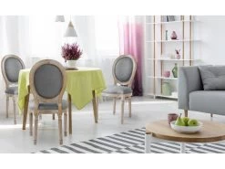 Lot De 2 Chaises De Style Médaillon Louis XVI Tissu Gris Clair 7 Lot De 2 Chaises De Style Médaillon Louis XVI Tissu Gris Clair -Magasin de meubles de restaurant chaise 20010279