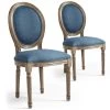 Lot De 2 Chaises De Style Médaillon Louis XVI Tissu Bleu