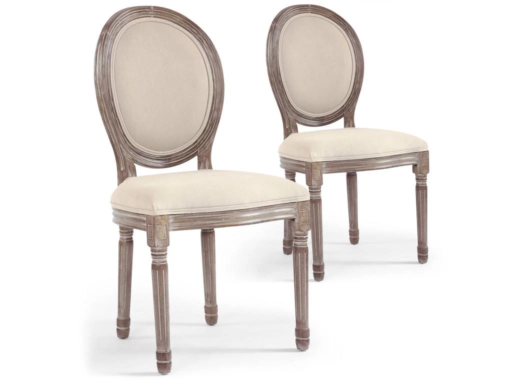 Lot De 2 Chaises Médaillon Louis XVI Tissu Beige 3 Lot De 2 Chaises Médaillon Louis XVI Tissu Beige