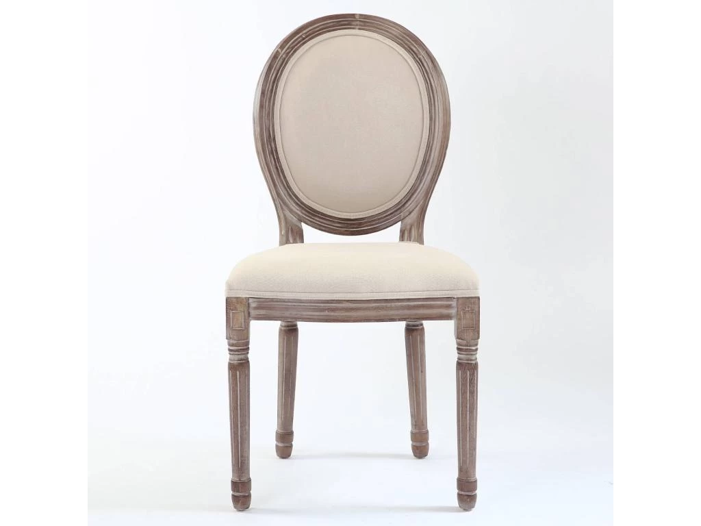 Lot De 2 Chaises Médaillon Louis XVI Tissu Beige 4 Lot De 2 Chaises Médaillon Louis XVI Tissu Beige – Image 2