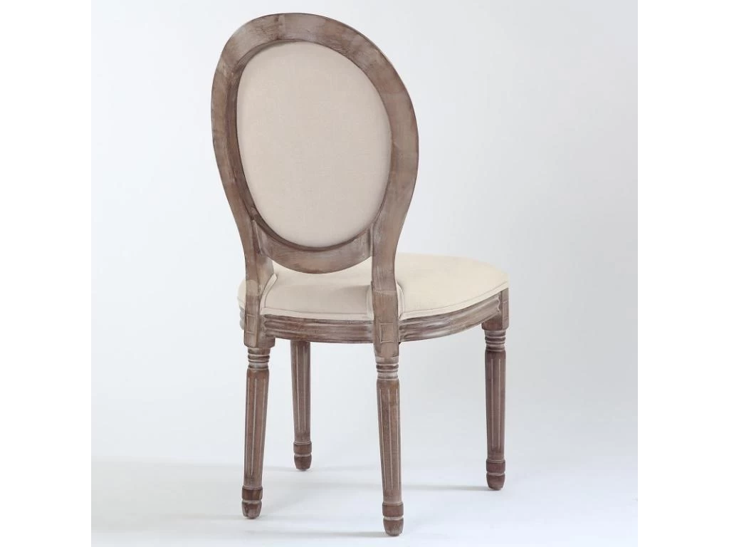 Lot De 2 Chaises Médaillon Louis XVI Tissu Beige 6 Lot De 2 Chaises Médaillon Louis XVI Tissu Beige – Image 4