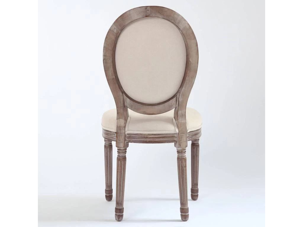 Lot De 2 Chaises Médaillon Louis XVI Tissu Beige 7 Lot De 2 Chaises Médaillon Louis XVI Tissu Beige – Image 5