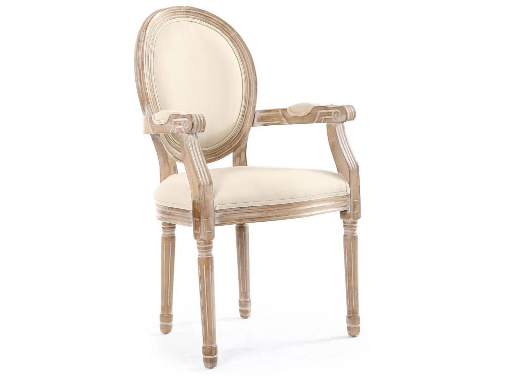 Lot De 2 Chaises Médaillon Louis XVI Cosy Tissu Beige 4 Lot De 2 Chaises Médaillon Louis XVI Cosy Tissu Beige – Image 2