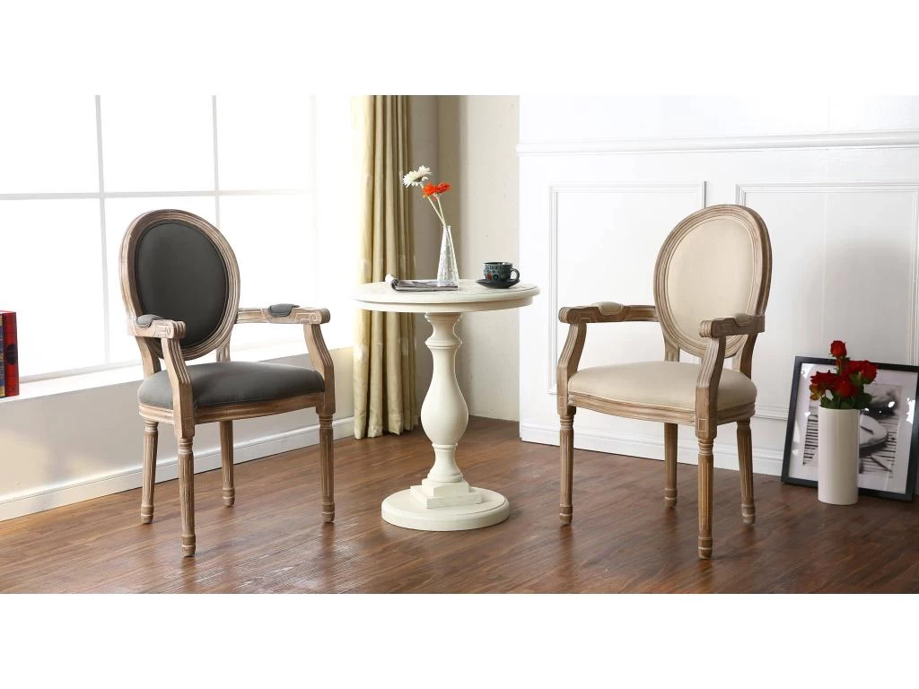 Lot De 2 Chaises Médaillon Louis XVI Cosy Tissu Beige 5 Lot De 2 Chaises Médaillon Louis XVI Cosy Tissu Beige – Image 3