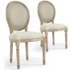 Lot De 2 Chaises De Style Médaillon Louis XVI Tissu Beige 1 Lot De 2 Chaises De Style Médaillon Louis XVI Tissu Beige -Magasin de meubles de restaurant chaise 20010405
