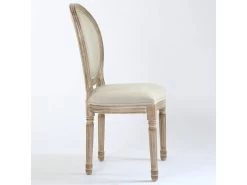 Lot De 2 Chaises De Style Médaillon Louis XVI Tissu Beige -Magasin de meubles de restaurant chaise 20010409