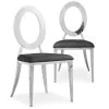 Lot De 2 Chaises Sonia Métal Argent Et Simili Noir -Magasin de meubles de restaurant chaise 20010415