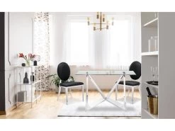 Lot De 2 Chaises Médaillon Sofia Simili Noir -Magasin de meubles de restaurant chaise 20010475