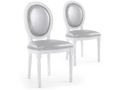 Lot De 2 Chaises Médaillon Louis XVI Simili (P.U) Silver