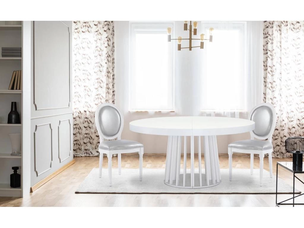 Lot De 2 Chaises Médaillon Louis XVI Simili (P.U) Silver 5 Lot De 2 Chaises Médaillon Louis XVI Simili (P.U) Silver – Image 3