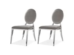 Lot De 2 Chaises Médaillon Pied Acier Era - Couleurs - Velours Taupe -Magasin de meubles de restaurant chaise 20020073