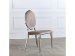 Lot De 2 Chaises Médaillon Pied Acier Era - Couleurs - Velours Taupe -Magasin de meubles de restaurant chaise 20020075