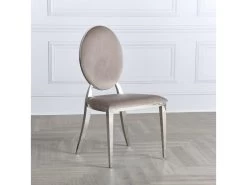 Lot De 2 Chaises Médaillon Pied Acier Era - Couleurs - Velours Taupe -Magasin de meubles de restaurant chaise 20020077