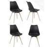Lot De 4 Chaises Scandinaves Coussin Pieds Bois MIA (noir) -Magasin de meubles de restaurant chaise 20121701