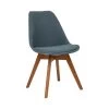 Chaise De Table Tissu Chiné Bleu Et Pieds En Bois Foncé