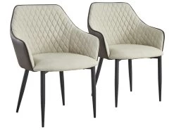 Lot De 2 Chaises/Fauteuils Louisa Beige Et Marron