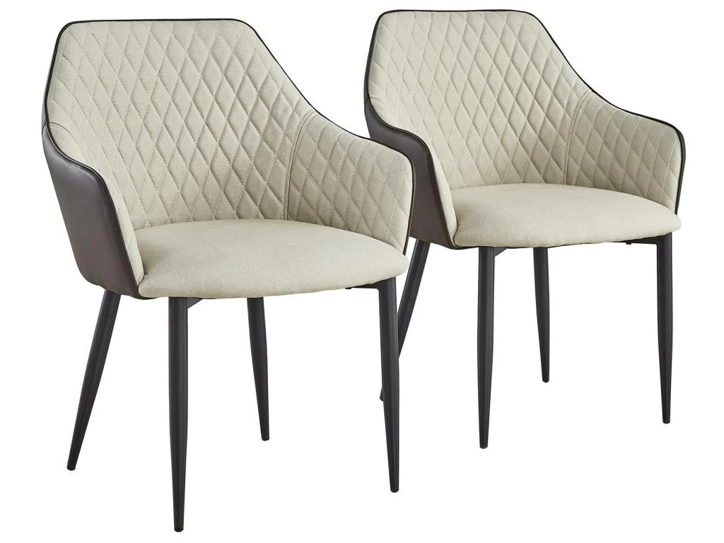 Lot De 2 Chaises/Fauteuils Louisa Beige Et Marron 3 Lot De 2 Chaises/Fauteuils Louisa Beige Et Marron