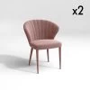 Lot De 2 Chaises Velours Rose Vintage Pieds Velours Assortis -Magasin de meubles de restaurant chaise 21220347