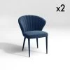 Lot De 2 Chaises Velours Bleu Canard Pieds Velours Assortis -Magasin de meubles de restaurant chaise 21220357