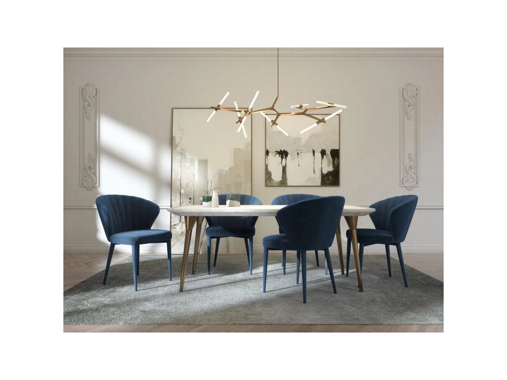 Lot De 2 Chaises Velours Bleu Canard Pieds Velours Assortis 4 Lot De 2 Chaises Velours Bleu Canard Pieds Velours Assortis – Image 2