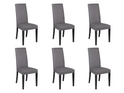 Lot De 6 Chaises TACOMA - Simili Gris & Pieds Noirs 18 Lot De 6 Chaises TACOMA - Simili Gris & Pieds Noirs -Magasin de meubles de restaurant chaise 212679