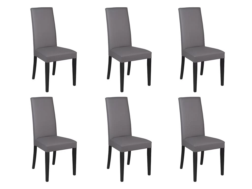 Lot De 6 Chaises TACOMA - Simili Gris & Pieds Noirs 10 Lot De 6 Chaises TACOMA - Simili Gris & Pieds Noirs – Image 8