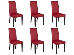 Lot De 6 Chaises TACOMA - Simili Rouge & Pieds Noirs -Magasin de meubles de restaurant chaise 212683