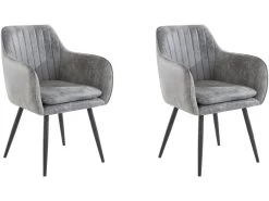 Lot De 2 Chaises De Salle à Manger Rembourrées En Micro. Gris Clair 15 Lot De 2 Chaises De Salle à Manger Rembourrées En Micro. Gris Clair -Magasin de meubles de restaurant chaise 21686717