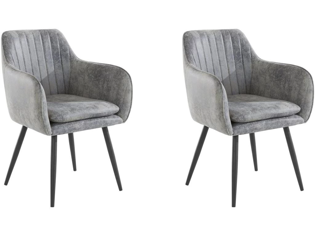 Lot De 2 Chaises De Salle à Manger Rembourrées En Micro. Gris Clair 9 Lot De 2 Chaises De Salle à Manger Rembourrées En Micro. Gris Clair – Image 7