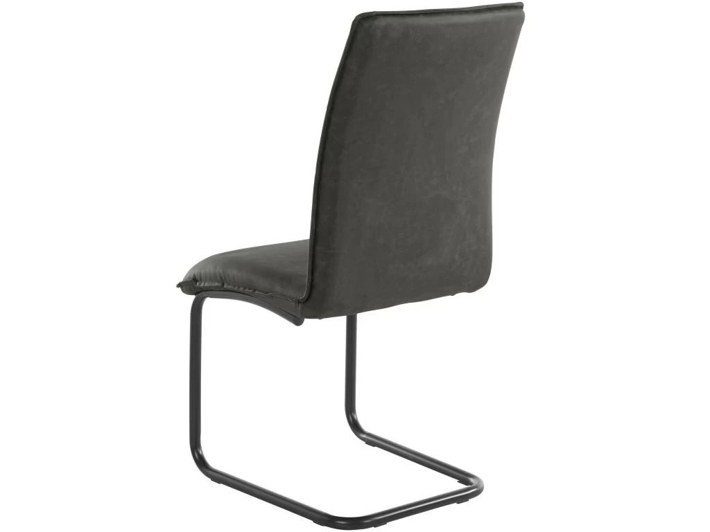 Lot De 2 Chaises De Salle à Manger Rembourrées En PU Anthracite 5 Lot De 2 Chaises De Salle à Manger Rembourrées En PU Anthracite – Image 3