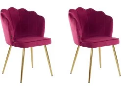 Lot De 2 Chaises De Salle à Manger Rembourrées En Velours Bordeaux