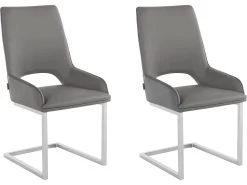 Lot De 2 Chaises De Salle à Manger En PU Anthracite Et Gris Clair -Magasin de meubles de restaurant chaise 21692881