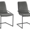 Lot De 2 Chaises De Salle à Manger Rembourrées En Velours Gris -Magasin de meubles de restaurant chaise 21693043