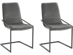 Lot De 2 Chaises De Salle à Manger Rembourrées En Velours Gris -Magasin de meubles de restaurant chaise 21693059