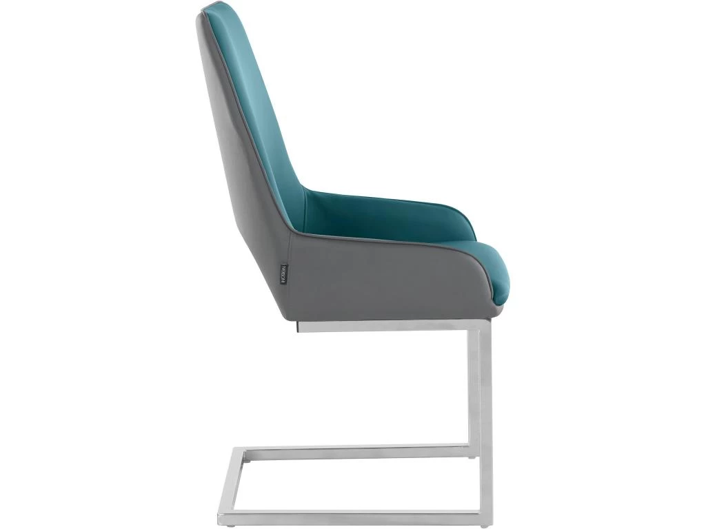 Lot De 2 Chaises De Salle à Manger En PU Anthracite Et Pétrole 5 Lot De 2 Chaises De Salle à Manger En PU Anthracite Et Pétrole – Image 3