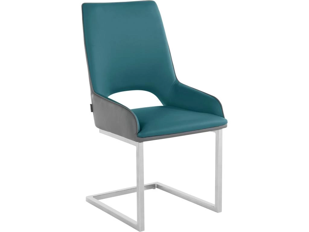 Lot De 2 Chaises De Salle à Manger En PU Anthracite Et Pétrole 6 Lot De 2 Chaises De Salle à Manger En PU Anthracite Et Pétrole – Image 4