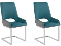 Lot De 2 Chaises De Salle à Manger En PU Anthracite Et Pétrole 14 Lot De 2 Chaises De Salle à Manger En PU Anthracite Et Pétrole -Magasin de meubles de restaurant chaise 21693147