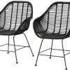 Lot De 2 Chaises De Salle à Manger En Rotin Noir -Magasin de meubles de restaurant chaise 21699415
