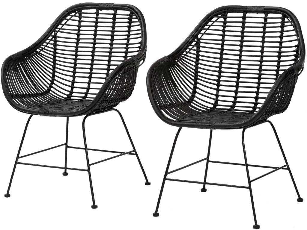 Lot De 2 Chaises De Salle à Manger En Rotin Noir 9 Lot De 2 Chaises De Salle à Manger En Rotin Noir – Image 7