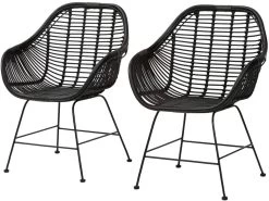 Lot De 2 Chaises De Salle à Manger En Rotin Noir 19 Lot De 2 Chaises De Salle à Manger En Rotin Noir -Magasin de meubles de restaurant chaise 21699429