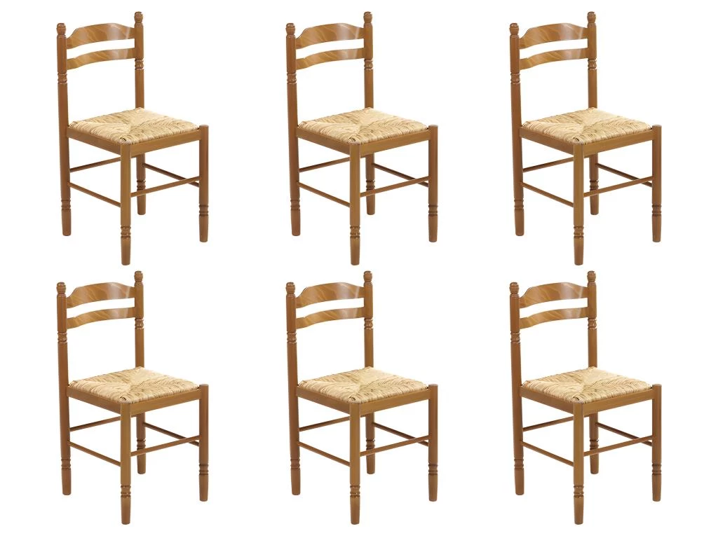 Lot De 6 Chaises JEANNE - Hêtre Massif & Assise Paille De Riz 10 Lot De 6 Chaises JEANNE - Hêtre Massif & Assise Paille De Riz – Image 8