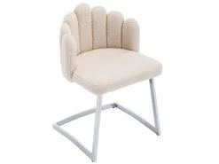 Lot De 2 Chaises Godole - Structure En L - Dossier En Forme De Pétale - Cachemire - Beige & Argent 11 Lot De 2 Chaises Godole - Structure En L - Dossier En Forme De Pétale - Cachemire - Beige & Argent -Magasin de meubles de restaurant chaise 22125369