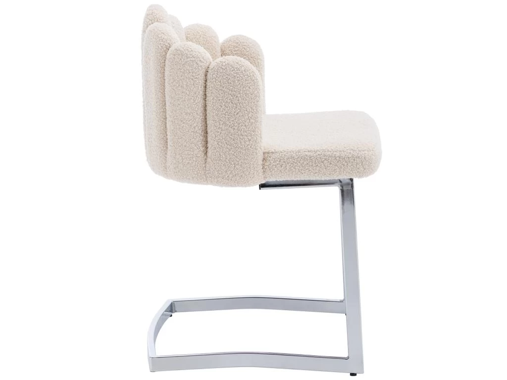 Lot De 2 Chaises Godole - Structure En L - Dossier En Forme De Pétale - Cachemire - Beige & Argent 5 Lot De 2 Chaises Godole - Structure En L - Dossier En Forme De Pétale - Cachemire - Beige & Argent – Image 3