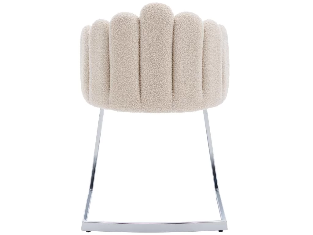 Lot De 2 Chaises Godole - Structure En L - Dossier En Forme De Pétale - Cachemire - Beige & Argent 6 Lot De 2 Chaises Godole - Structure En L - Dossier En Forme De Pétale - Cachemire - Beige & Argent – Image 4