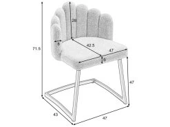 Lot De 2 Chaises Godole - Structure En L - Dossier En Forme De Pétale - Cachemire - Beige & Argent 14 Lot De 2 Chaises Godole - Structure En L - Dossier En Forme De Pétale - Cachemire - Beige & Argent -Magasin de meubles de restaurant chaise 22125375