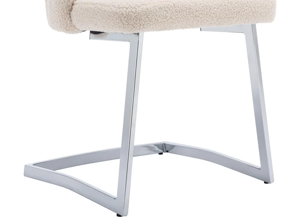 Lot De 2 Chaises Godole - Structure En L - Dossier En Forme De Pétale - Cachemire - Beige & Argent 9 Lot De 2 Chaises Godole - Structure En L - Dossier En Forme De Pétale - Cachemire - Beige & Argent – Image 7