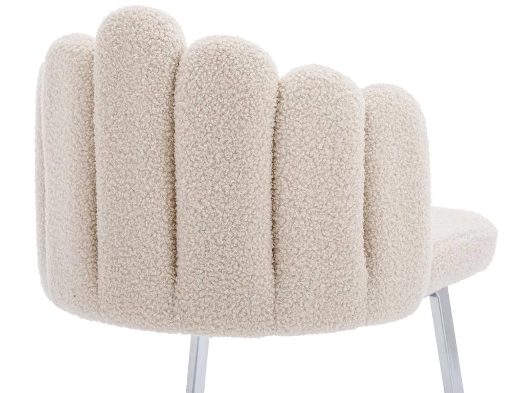 Lot De 2 Chaises Godole - Structure En L - Dossier En Forme De Pétale - Cachemire - Beige & Argent 10 Lot De 2 Chaises Godole - Structure En L - Dossier En Forme De Pétale - Cachemire - Beige & Argent – Image 8