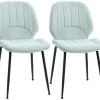 Lot De 2 Chaises De Salle à Manger En Velours Avec Dossier, Assise Rembourrée Et Pieds En Acier Vert Et Noir -Magasin de meubles de restaurant chaise 22167601
